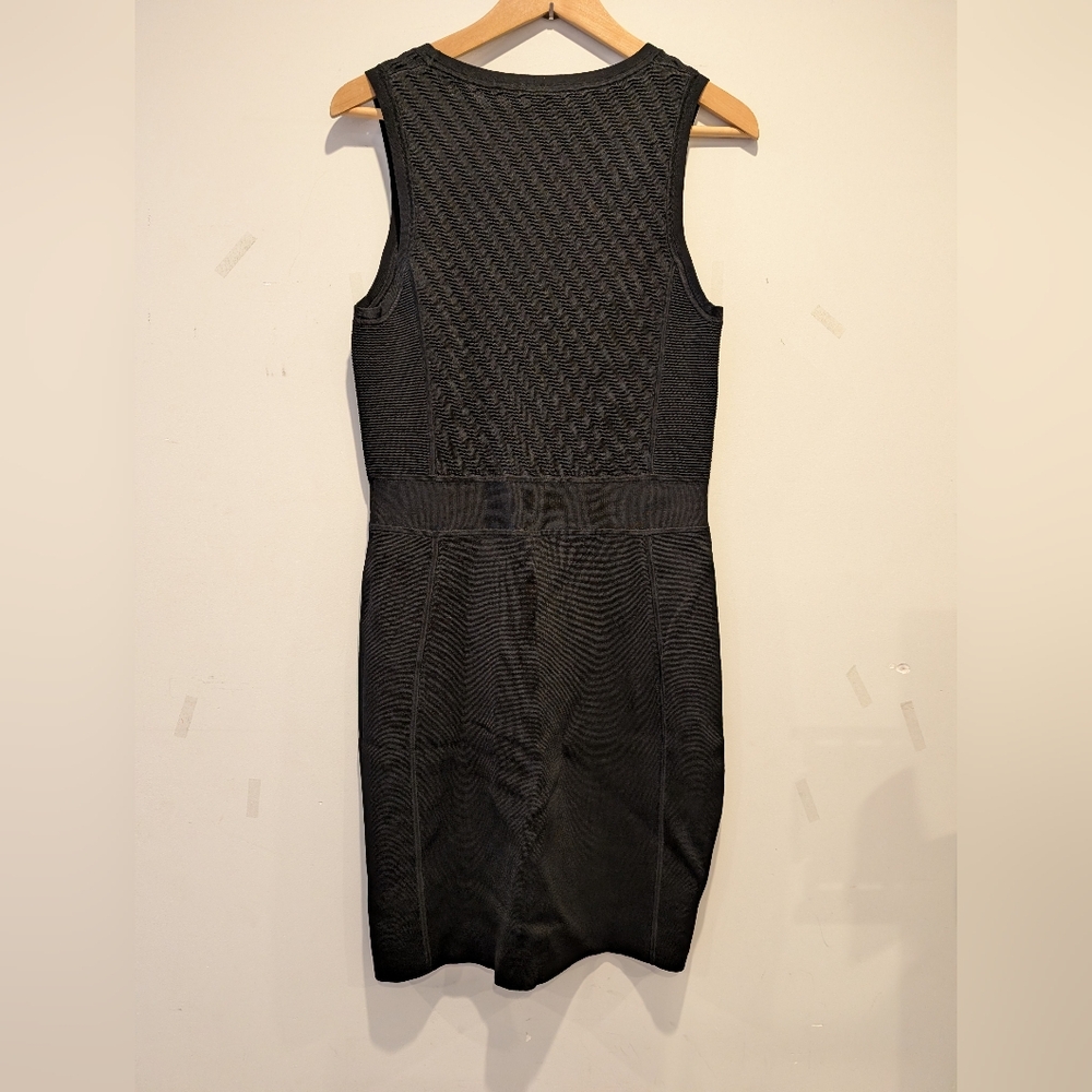 Theory Sleeveless Little Black Textured Midi Dress Sz L Office Workwear Business - Picture 7 of 7